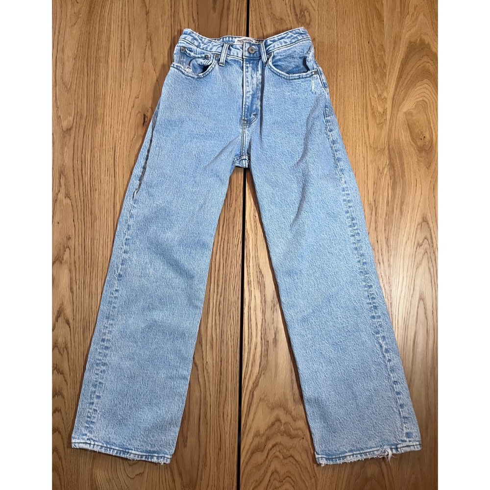 Abercrombie & Fitch 90s Relaxed High Rise Jeans Womens 26/2S Blue Distressed